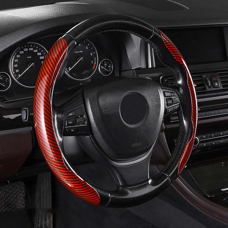 Non-Slip Carbon Fiber Steering Wheel Cover