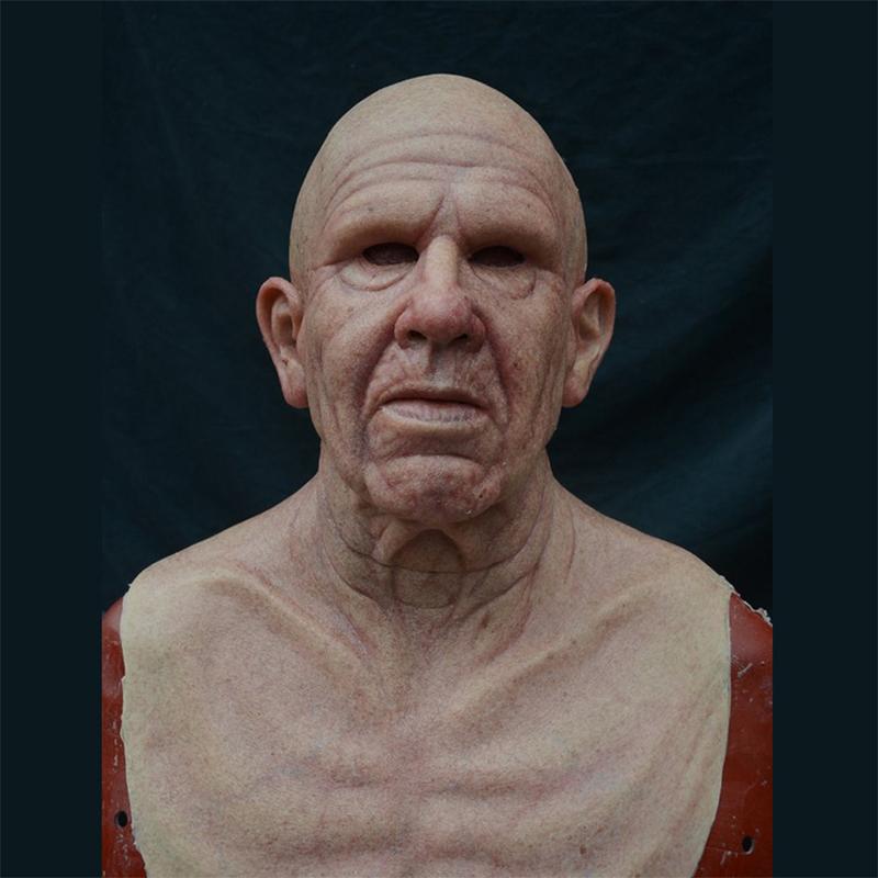 Old man mask, realistic full-head latex Halloween mask for adults, wrinkled horror mask for parties and cosplay, 12 styl