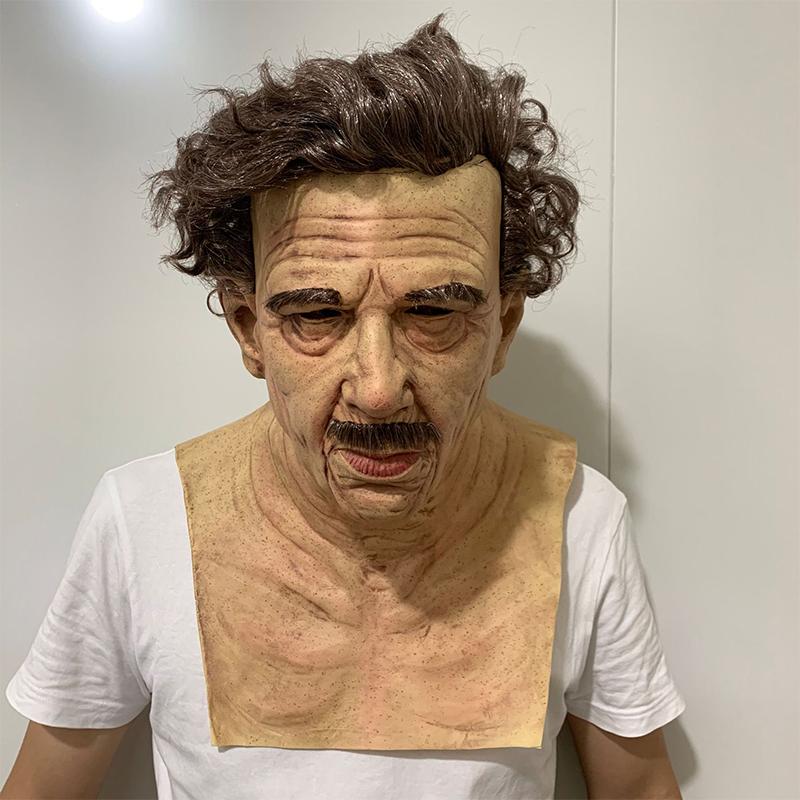 Old man mask, realistic full-head latex Halloween mask for adults, wrinkled horror mask for parties and cosplay, 12 styl