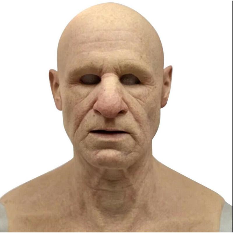 Old man mask, realistic full-head latex Halloween mask for adults, wrinkled horror mask for parties and cosplay, 12 styl
