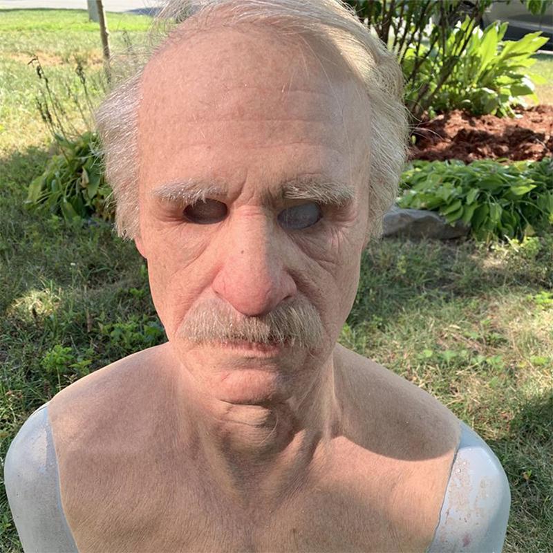 Old man mask, realistic full-head latex Halloween mask for adults, wrinkled horror mask for parties and cosplay, 12 styl