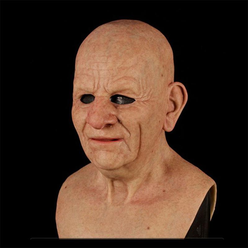 Old man mask, realistic full-head latex Halloween mask for adults, wrinkled horror mask for parties and cosplay, 12 styl