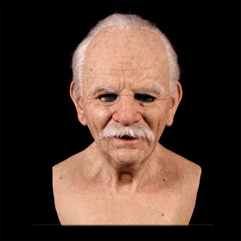 Old man mask, realistic full-head latex Halloween mask for adults, wrinkled horror mask for parties and cosplay, 12 styl
