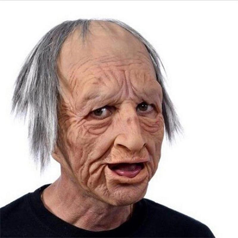 Old man mask, realistic full-head latex Halloween mask for adults, wrinkled horror mask for parties and cosplay, 12 styl