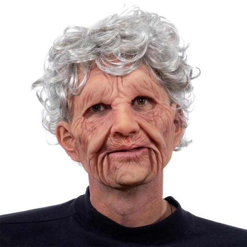 Old man mask, realistic full-head latex Halloween mask for adults, wrinkled horror mask for parties and cosplay, 12 styl