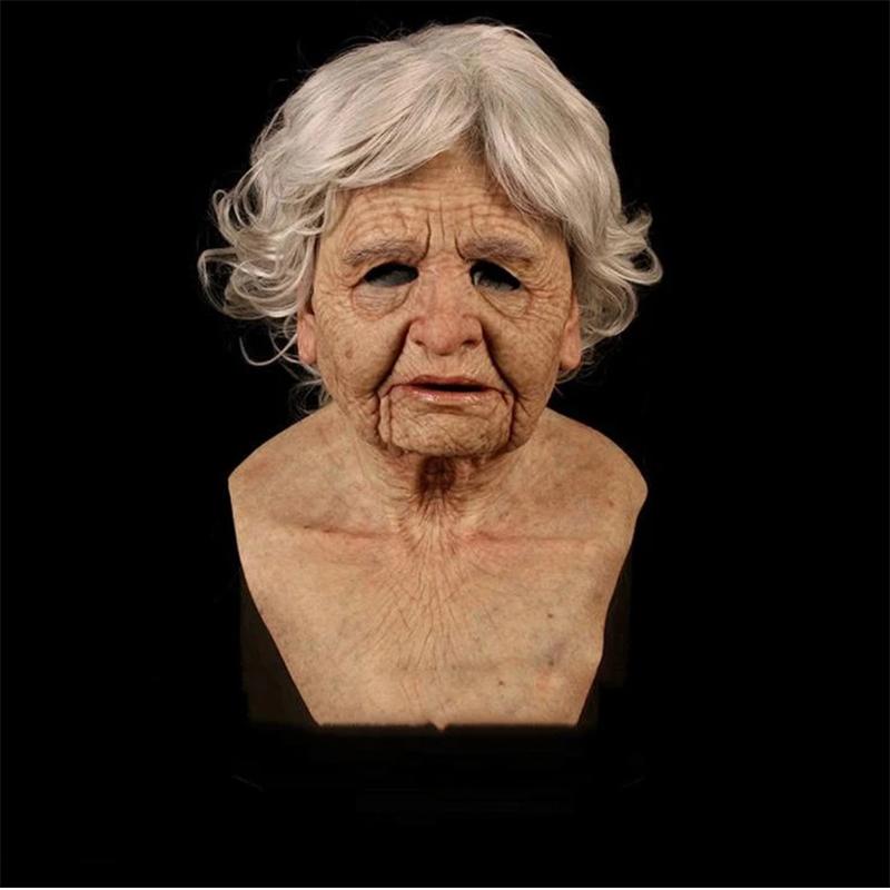 Old man mask, realistic full-head latex Halloween mask for adults, wrinkled horror mask for parties and cosplay, 12 styl