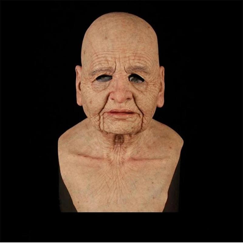 Old man mask, realistic full-head latex Halloween mask for adults, wrinkled horror mask for parties and cosplay, 12 styl