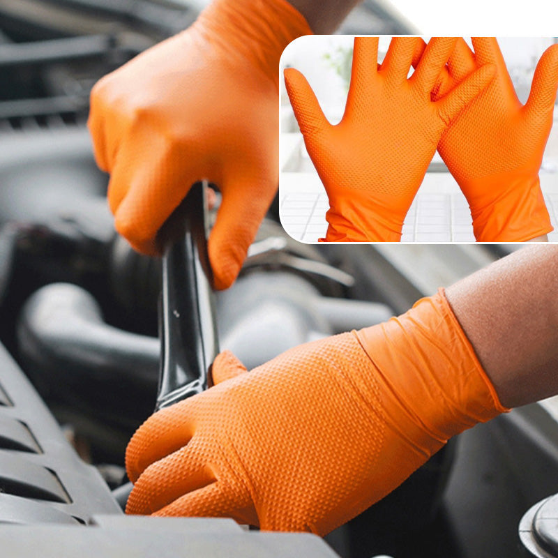 Orange Nitrile Gloves – Heavy-Duty Chemical Resistant Disposable Gloves