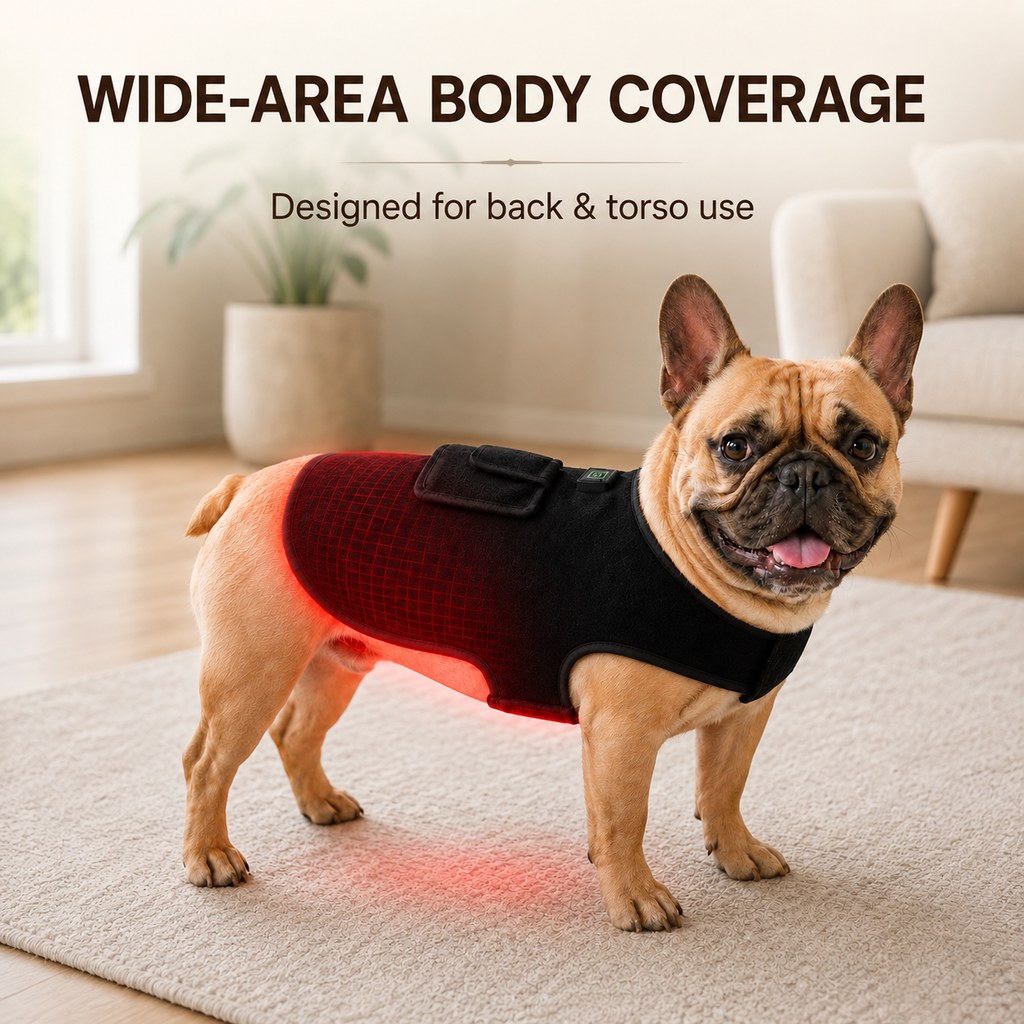 Pet Red Light Therapy Vest for Dogs & Cats – 660nm + 850nm Near-Infrared for Back, Hip, Joint & Muscle Comfort – USB or 