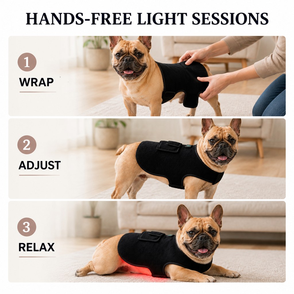 Pet Red Light Therapy Vest for Dogs & Cats – 660nm + 850nm Near-Infrared for Back, Hip, Joint & Muscle Comfort – USB or 