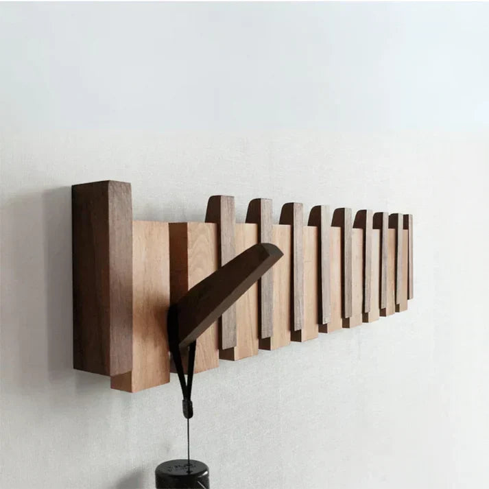 Piano-Shaped Wooden Wall Coat Rack with Elegant Design and Durable Wood
