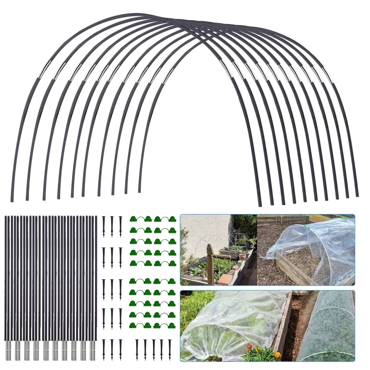 Plantura FlexGrow Garden Arch Set made of fiberglass | DIY Plant Tunnel for raised beds & cold frames | Rustproof & Reus