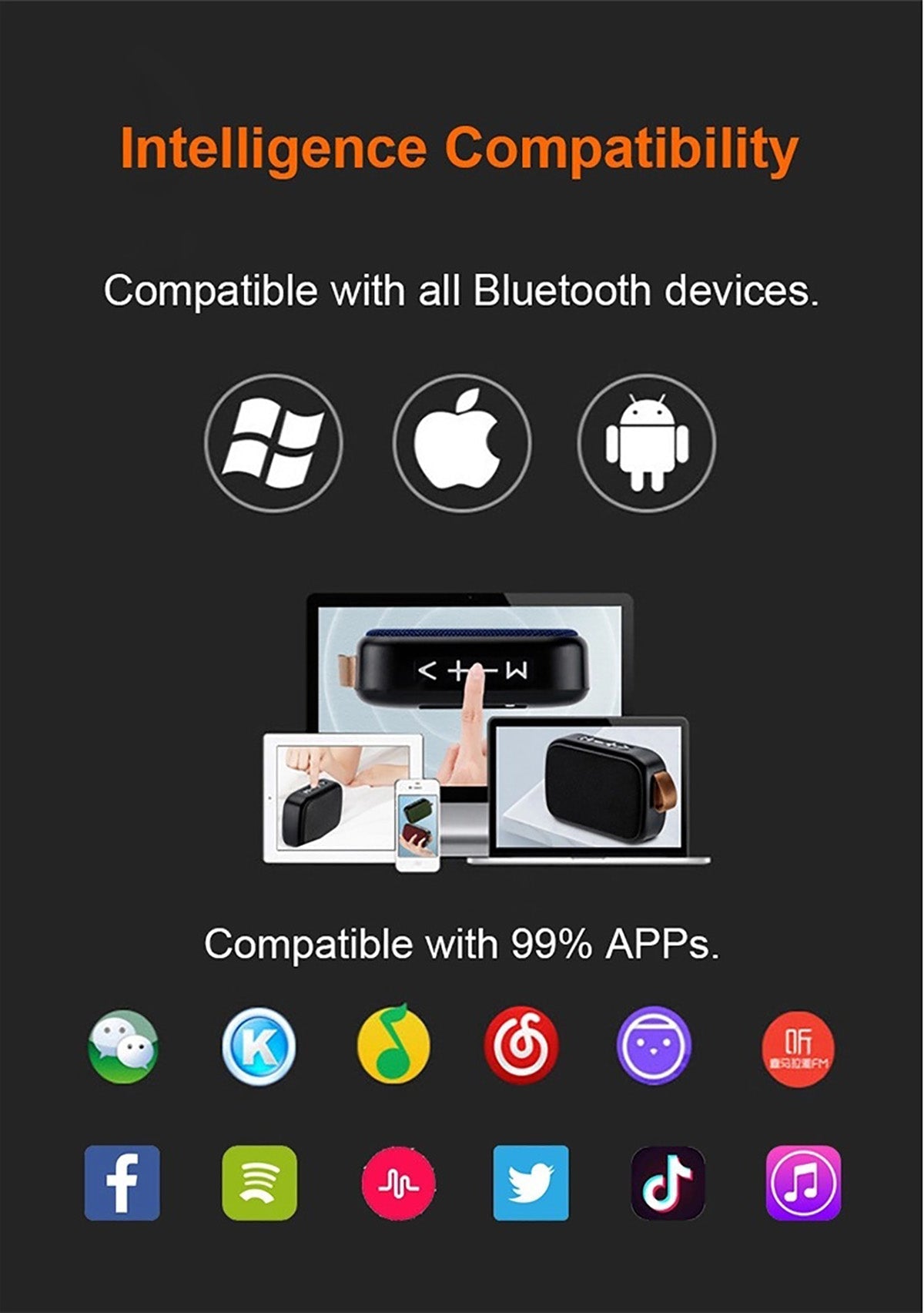 Portable Bluetooth Speaker with 3D Stereo Sound