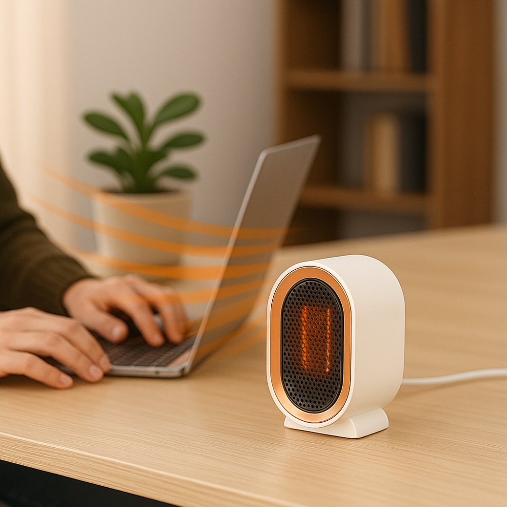 Portable Ceramic Space Heater – Energy Efficient Desktop Heater for Home & Office