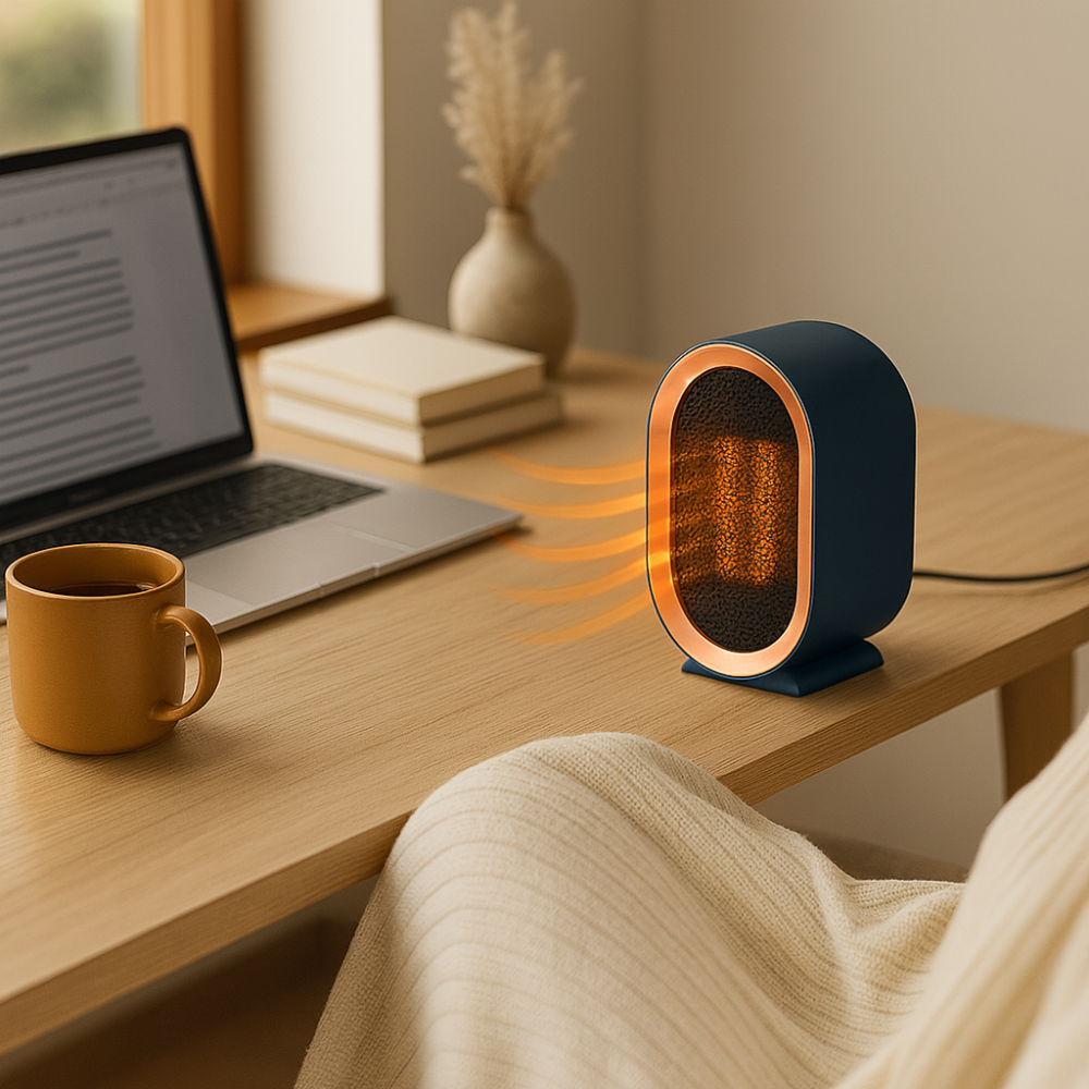 Portable Ceramic Space Heater – Energy Efficient Desktop Heater for Home & Office