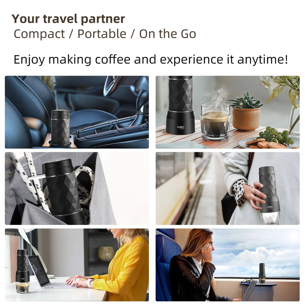 Portable Hand Press Espresso Maker for Travel – Works with Capsules & Ground Coffee