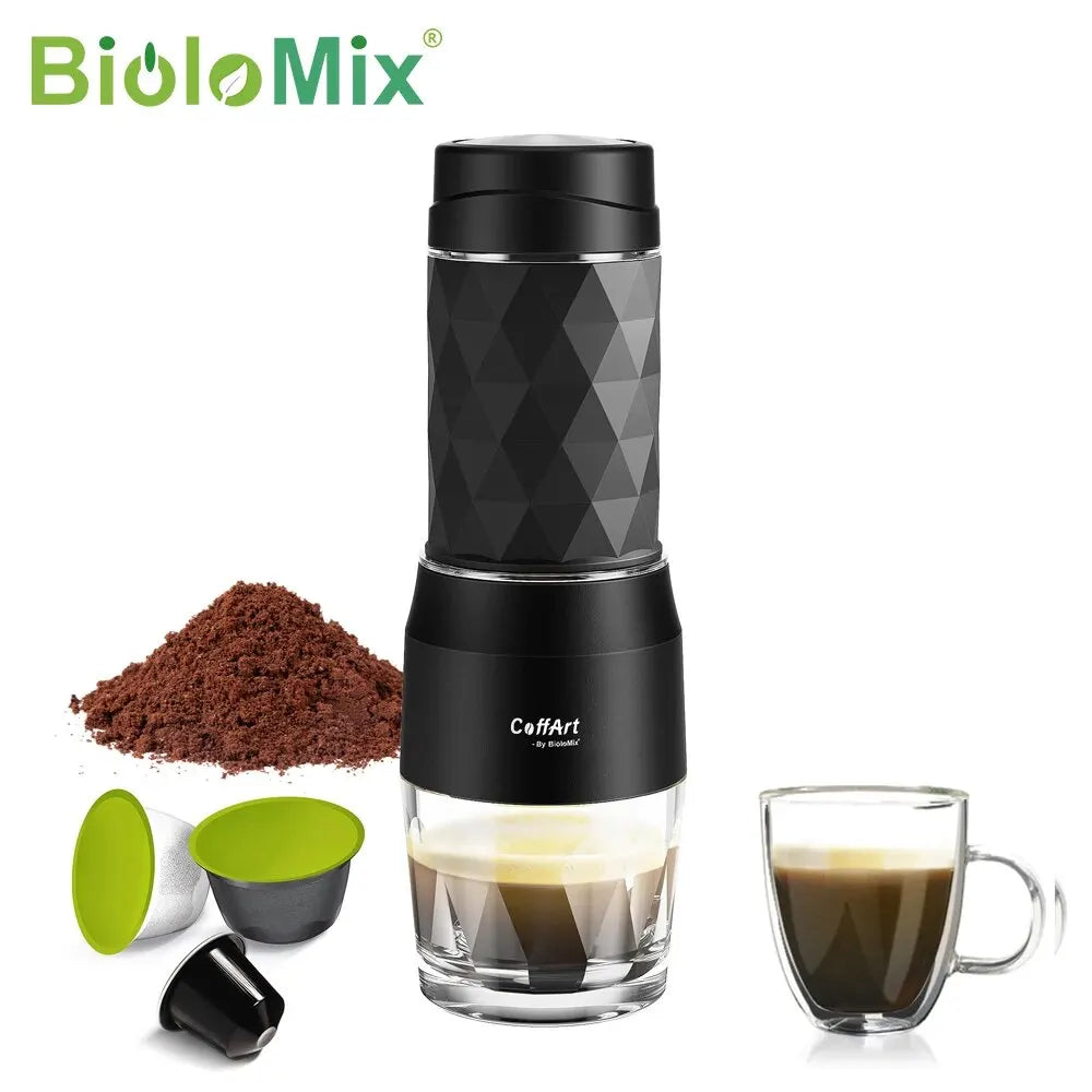 Portable Hand Press Espresso Maker for Travel – Works with Capsules & Ground Coffee