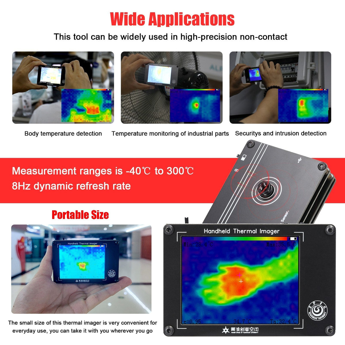 Portable Infrared Thermal Imaging Camera -40~572°F, 3.4 Inch LCD Display