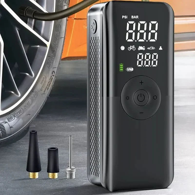 Portable rechargeable tire inflator for car & bike