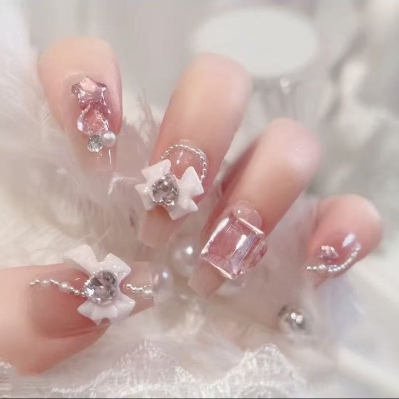 Press-On Nails with Elegant Embellishments