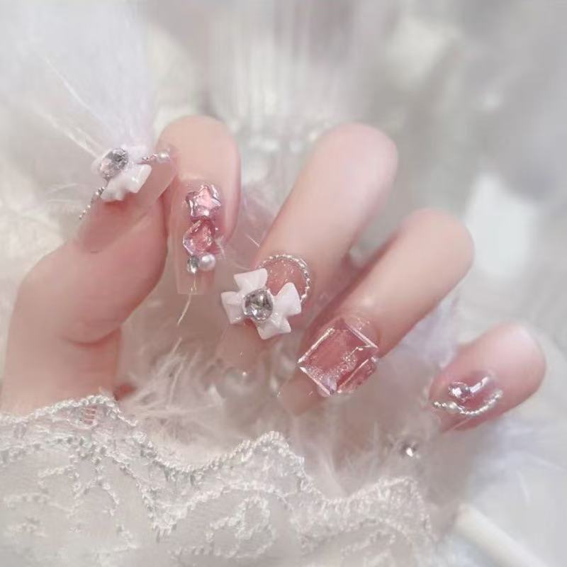 Press-On Nails with Elegant Embellishments