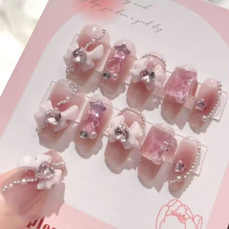 Press-On Nails with Elegant Embellishments