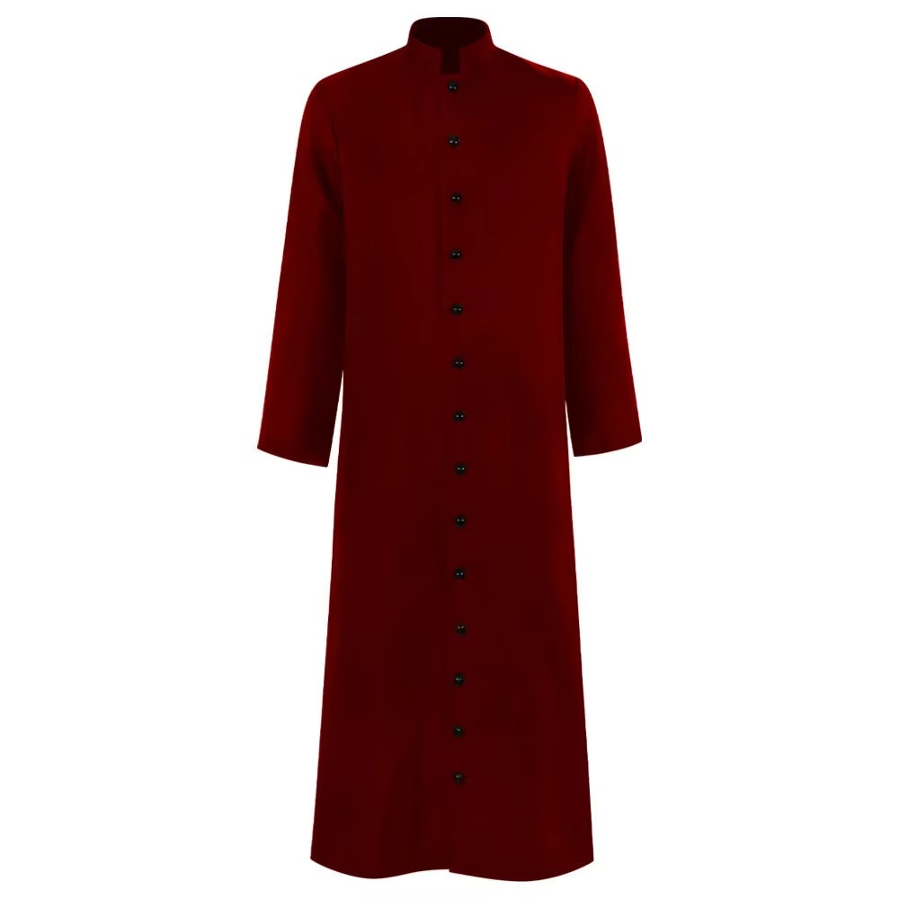 Priest costume, full-length cassock with button front and mandarin collar, 6 colors, sizes S to 5XL