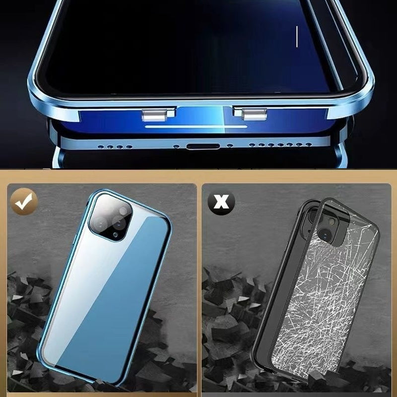 Privacy Shield Magnetic iPhone Case with Tempered Glass