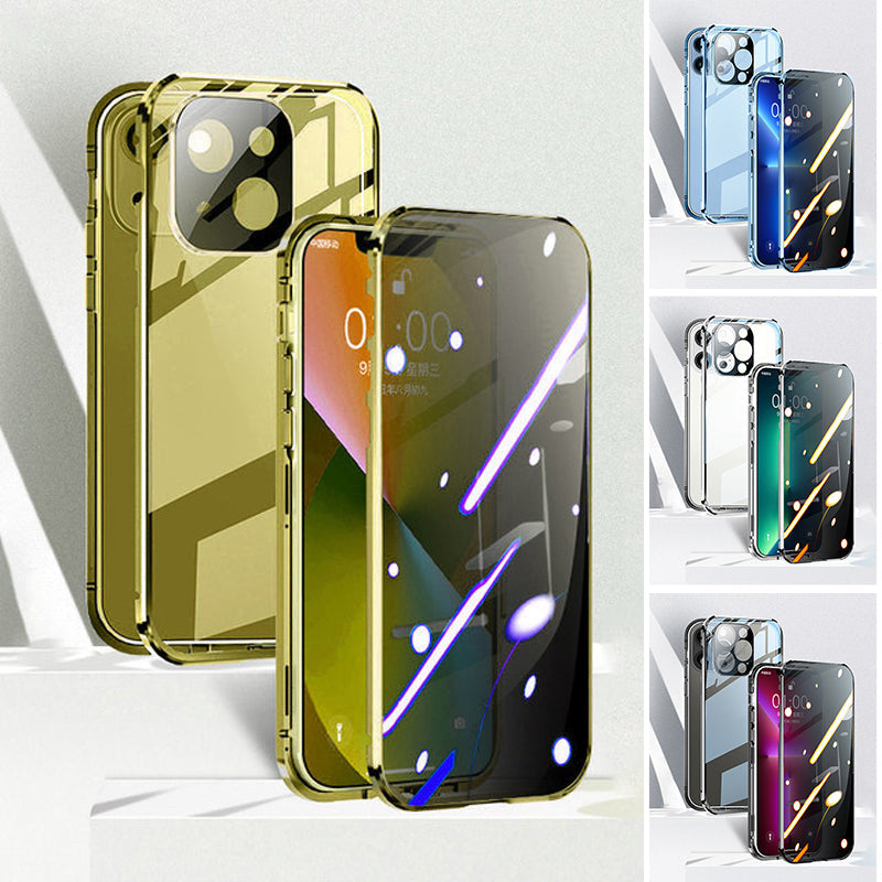 Privacy Shield Magnetic iPhone Case with Tempered Glass