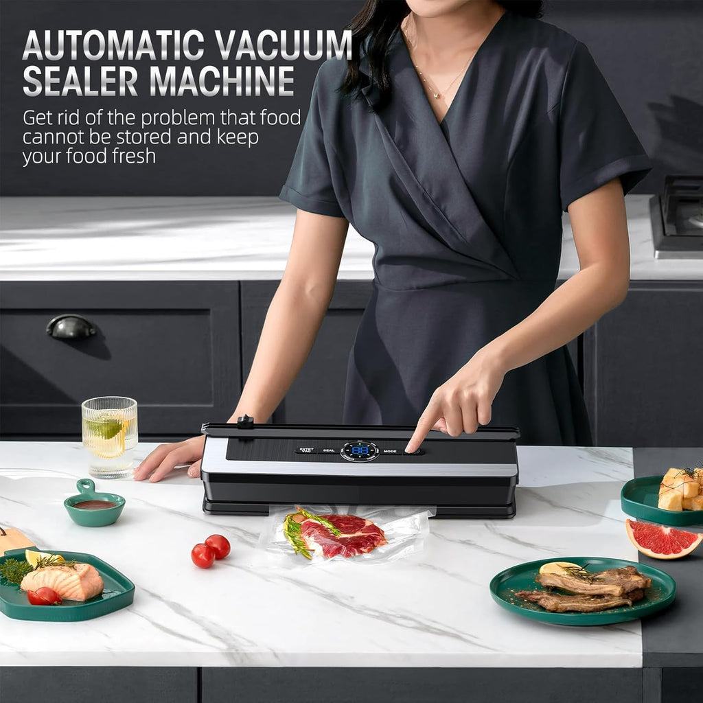 Professional 8-in-1 Vacuum Sealer | Integrated Precision Cutter | Modes for Dry & Moist Foods | Airtight LED Sealing Sys