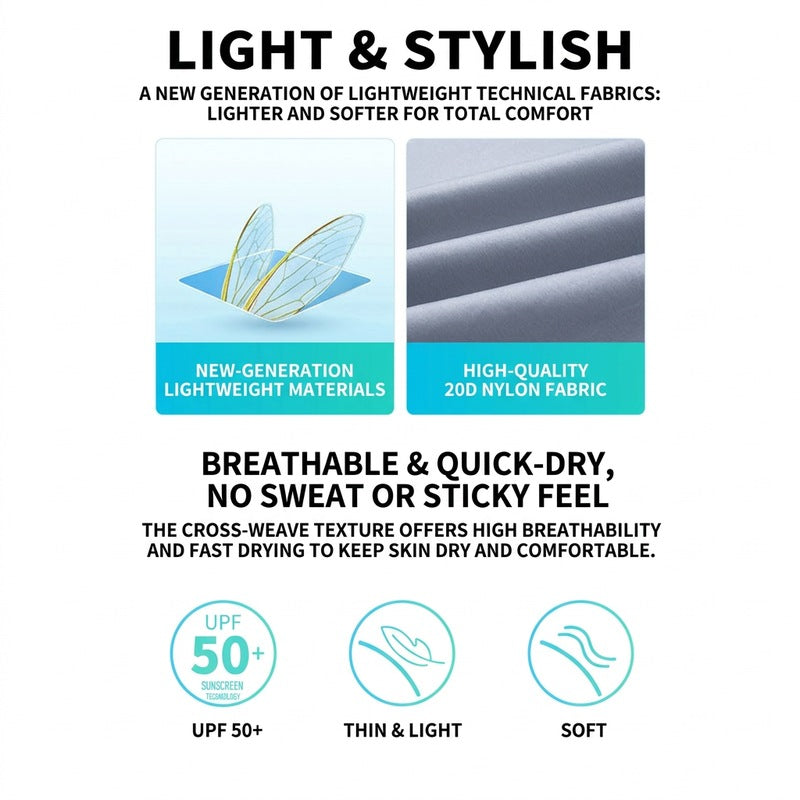 Ultralight UV Protection Clothing with High Collar and Side Pockets