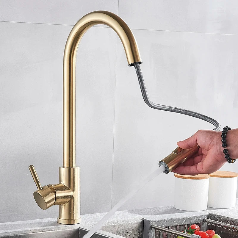 Pull-Out Kitchen Faucet with 360° Swivel Spout