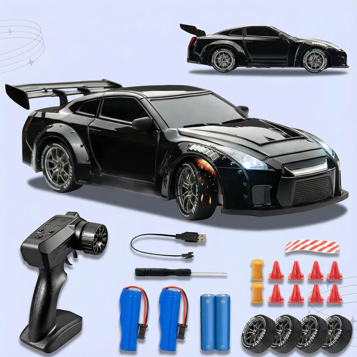RC Drift Car with LED Lights, High-Speed 4WD & Drift Tires