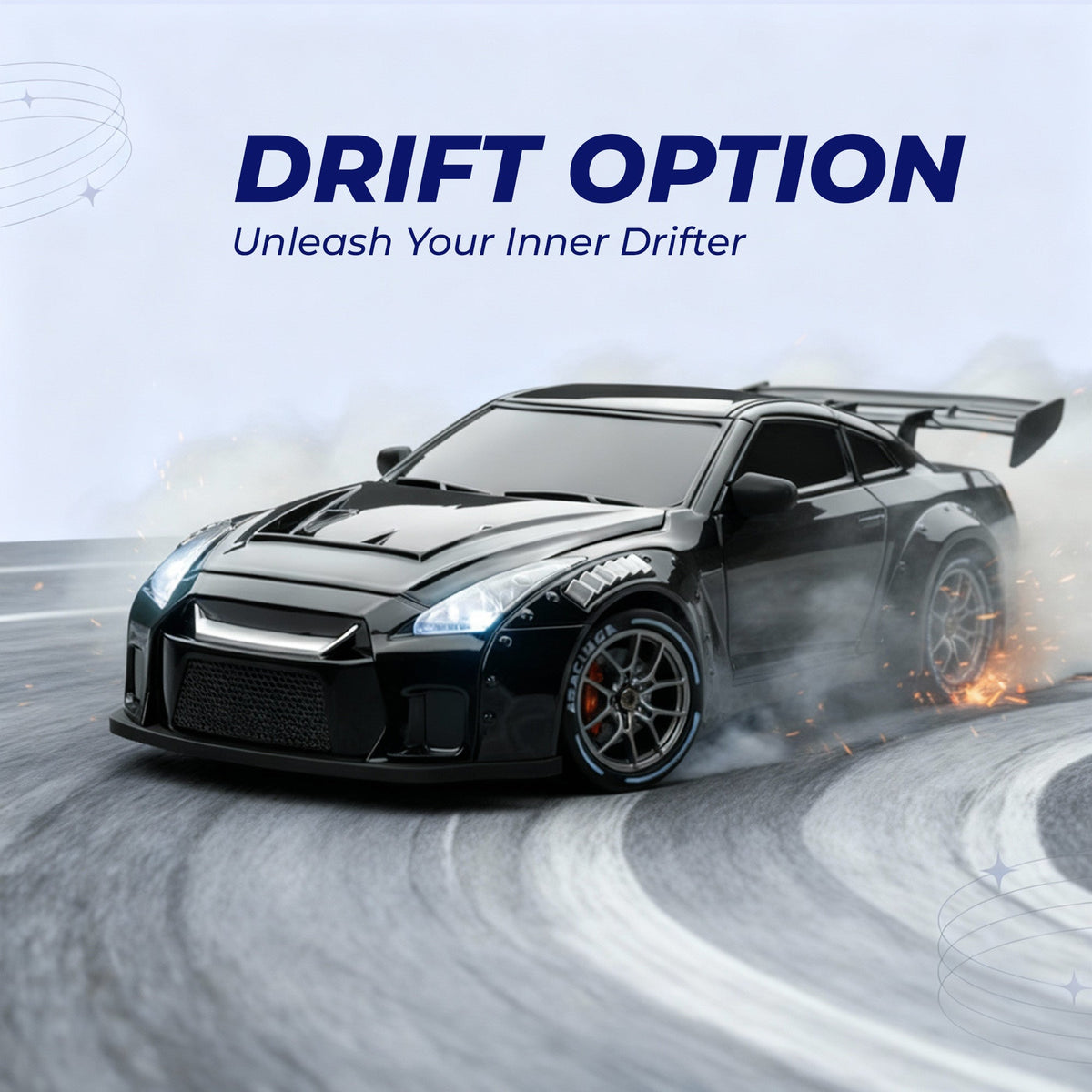 RC Drift Car with LED Lights, High-Speed 4WD & Drift Tires