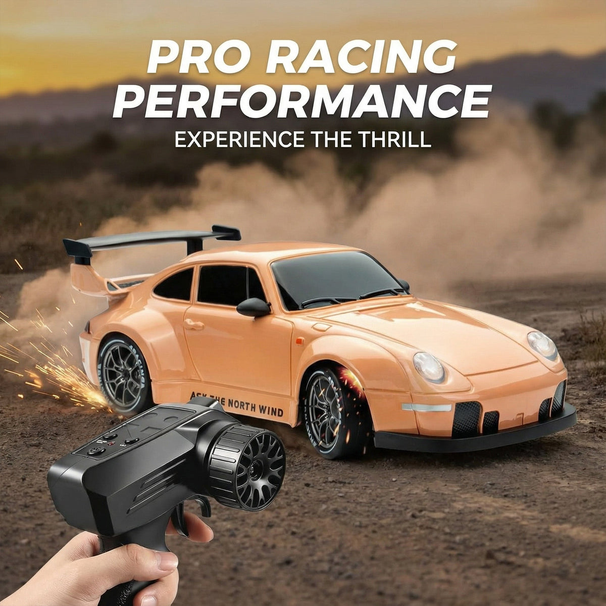 RC Drift Car with LED Lights, High-Speed 4WD & Drift Tires