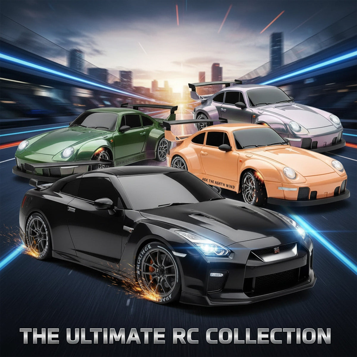 RC Drift Car with LED Lights, High-Speed 4WD & Drift Tires