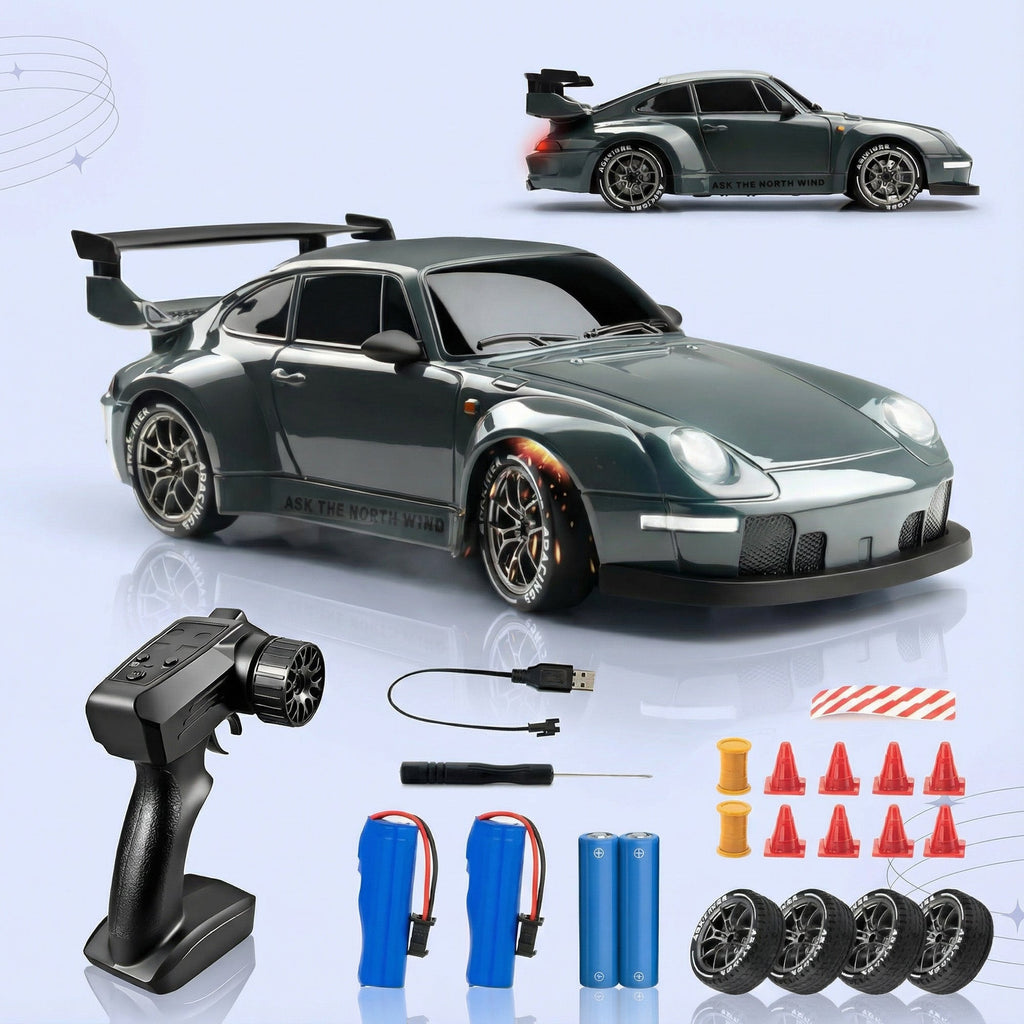 RC Drift Car with LED Lights, High-Speed 4WD & Drift Tires