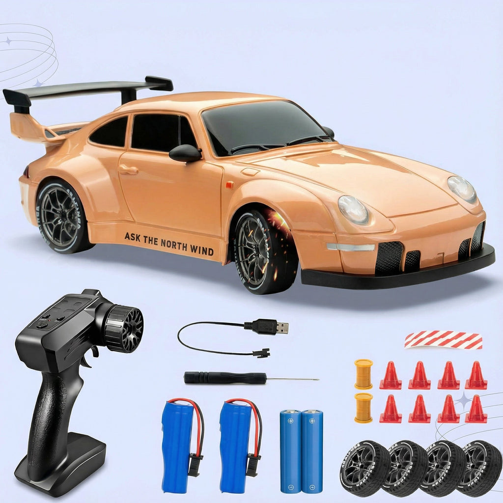 RC Drift Car with LED Lights, High-Speed 4WD & Drift Tires