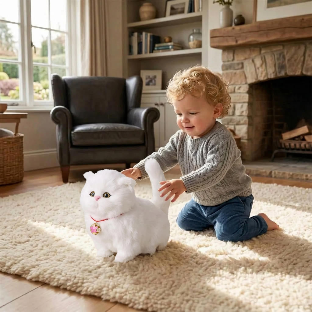 Realistic Interactive Tabby Robot Kitten, Walking and Meowing Robot Cat