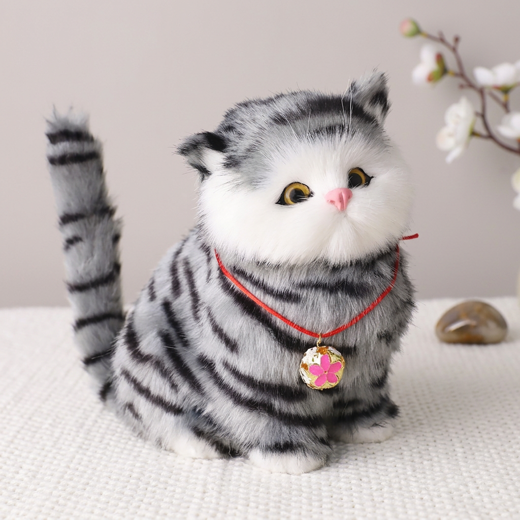 Realistic Interactive Tabby Robot Kitten, Walking and Meowing Robot Cat