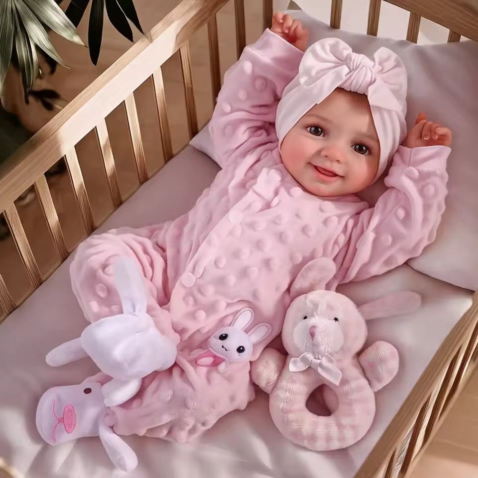 Reborn Baby Doll, 17-Inch – Realistic Soft Vinyl, Poseable, Smiling Newborn with Accessories