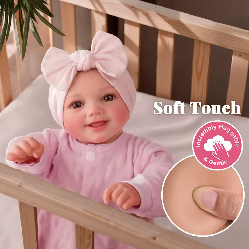 Reborn Baby Doll, 17-Inch – Realistic Soft Vinyl, Poseable, Smiling Newborn with Accessories
