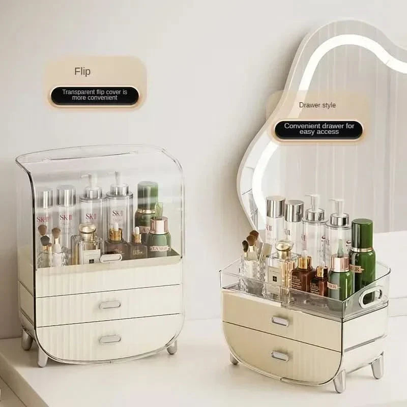 Rechargeable Cosmetic Organizer – Clear Dustproof Makeup Storage