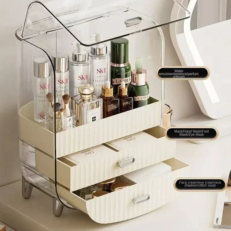 Rechargeable Cosmetic Organizer – Clear Dustproof Makeup Storage