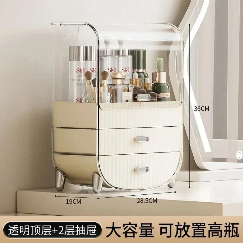 Rechargeable Cosmetic Organizer – Clear Dustproof Makeup Storage