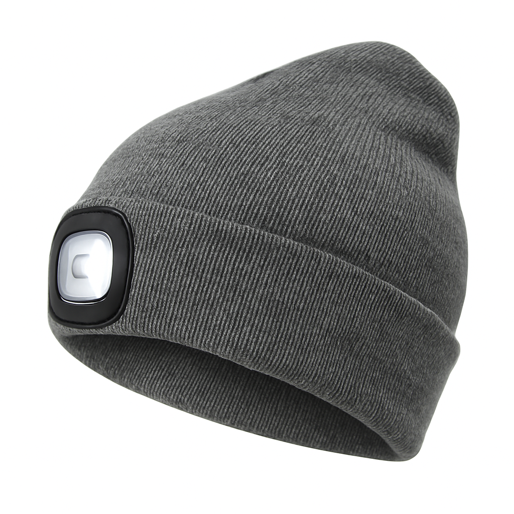 Rechargeable LED Beanie Hat with Built-In Headlight