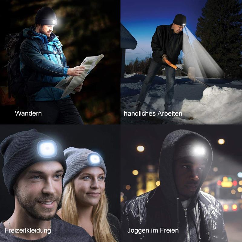 Rechargeable LED Beanie Hat with Built-In Headlight