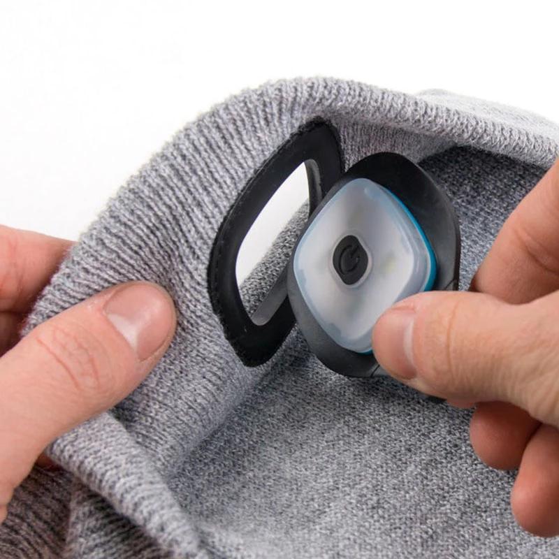 Rechargeable LED Beanie Hat with Built-In Headlight