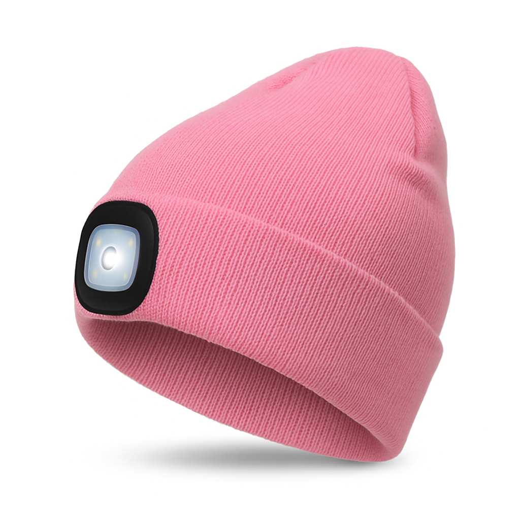 Rechargeable LED Beanie Hat with Built-In Headlight