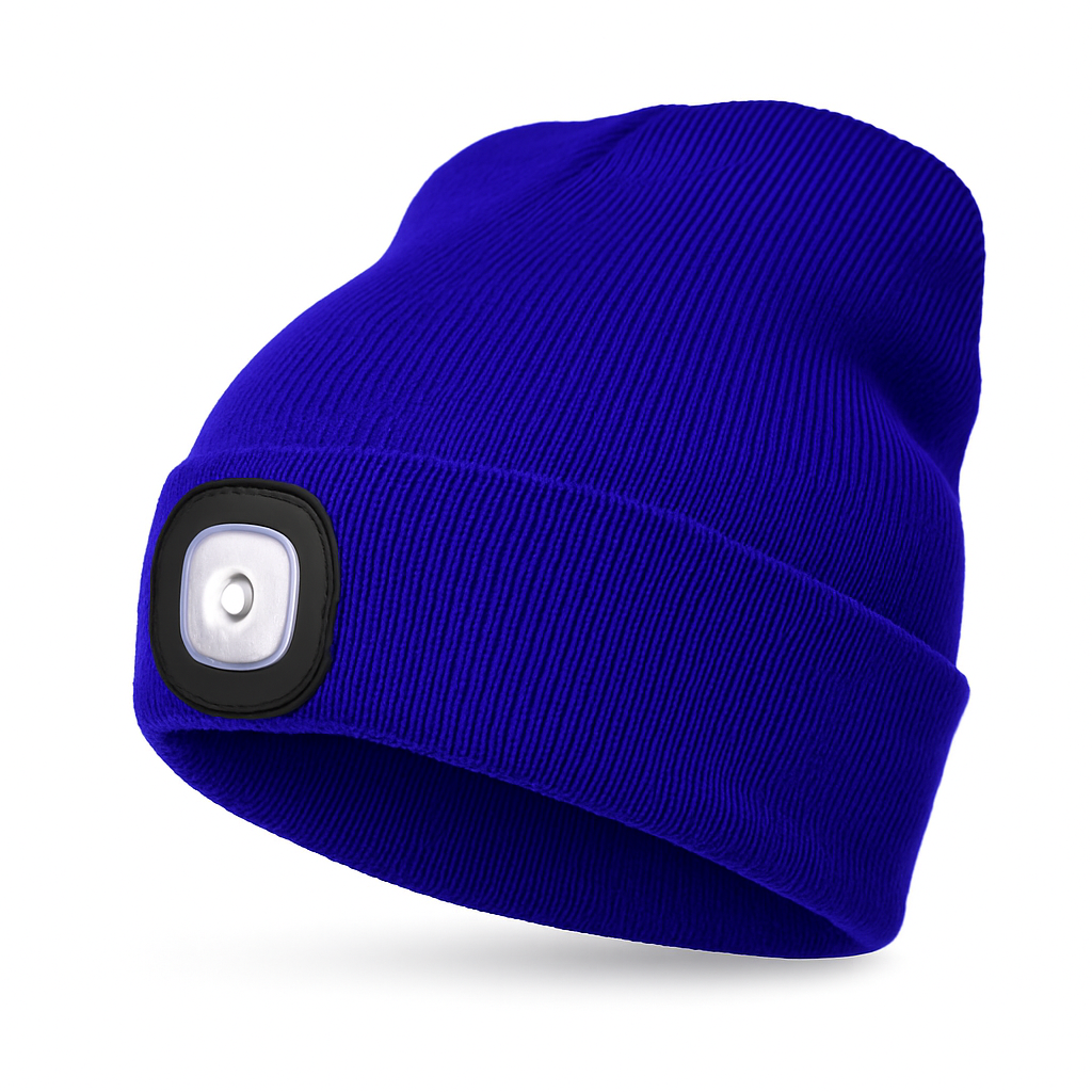 Rechargeable LED Beanie Hat with Built-In Headlight